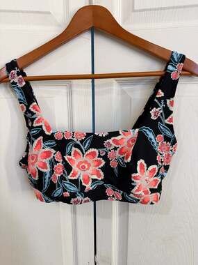 Old Navy Black Floral Square Neck Bikini Set Size L